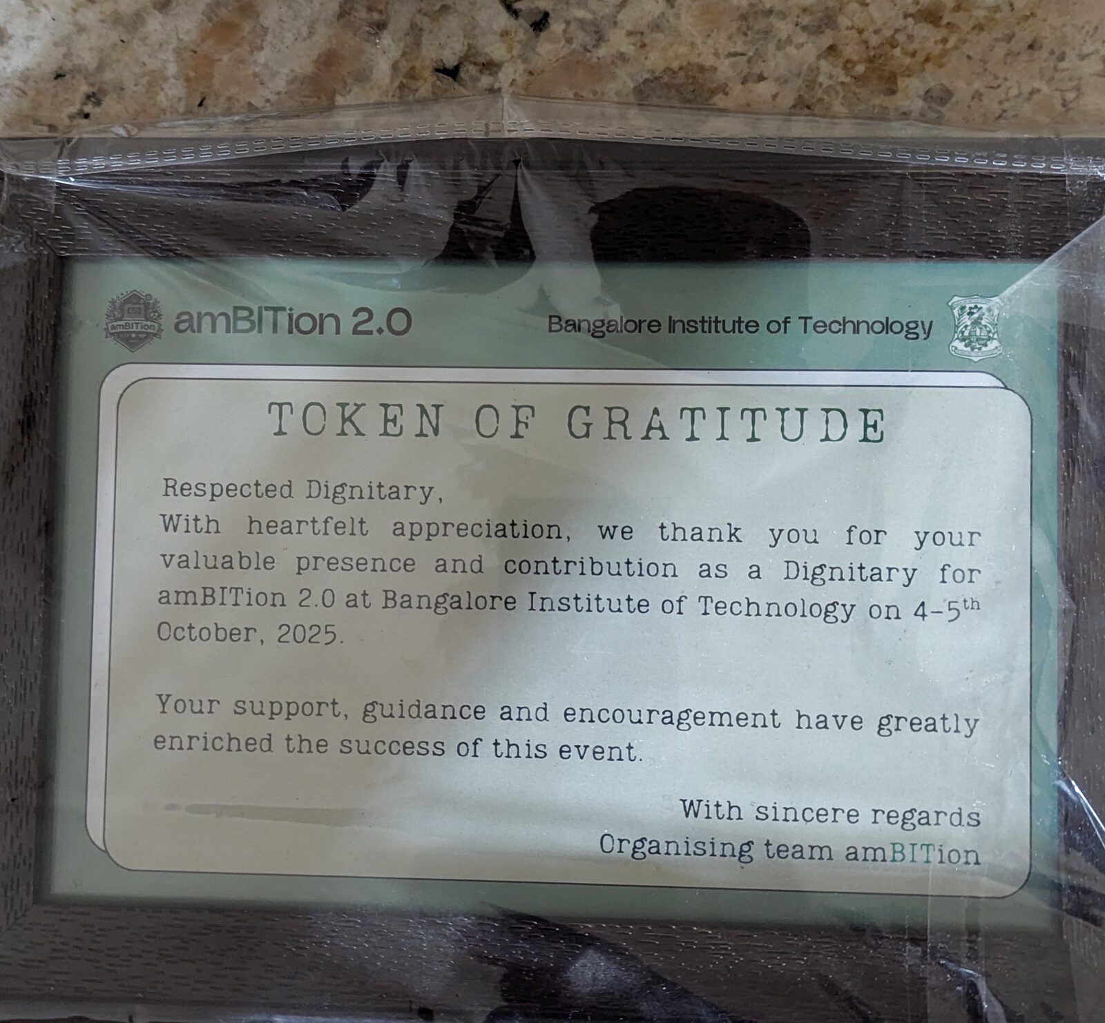 amBITion 2.0 token of gratitude
